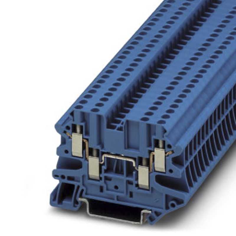 10 pcs - 3044555 Phoenix Contact UT 2.5-QUATTRO BU Series Blue Feed Through Terminal Block, 2.5mm², Single-Level, Screw Terminat