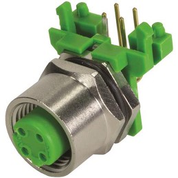 1 pcs - HARTING Circular Connector, 4 Contacts, PCB Mount, M12 Connector, Socket, Female, IP67, M12 Series