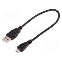 10 pcs : 50494 - Cable, USB 2.0, USB A plug,USB B micro plug, 0.25m, black
