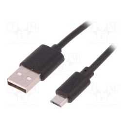 10 pcs : 50497 - Cable, USB 2.0, USB A plug,USB B micro plug, 0.25m, black