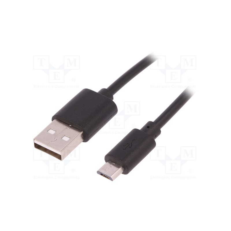10 pcs : 50497 - Cable, USB 2.0, USB A plug,USB B micro plug, 0.25m, black