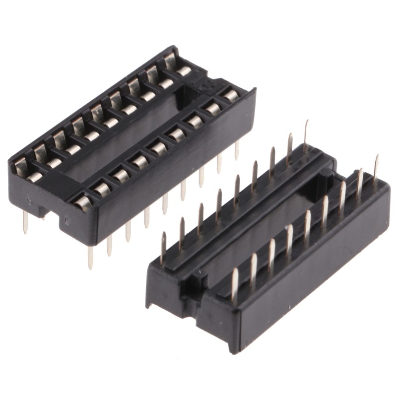 50 pcs - A 18-LC-TT ASSMANN WSW 2.54mm Pitch Vertical 18 Way, Through Hole Stamped Pin Open Frame IC Dip Socket, 1A