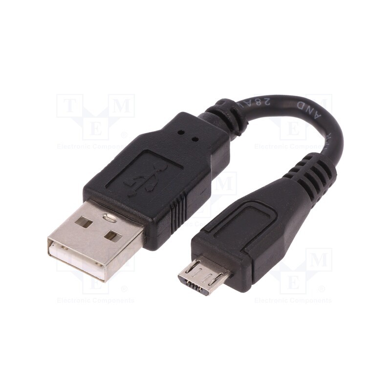 10 pcs : 50520 - Cable, USB 2.0, USB A plug,USB B micro plug, 0.1m, black