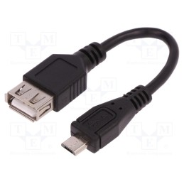 10 pcs : 50522 - Cable, USB 2.0, USB A socket,USB B micro plug, 0.1m, black