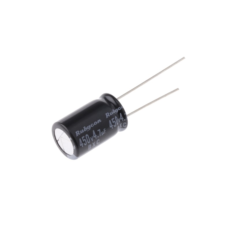 20 pcs - 450BXC4R7MEFC10X16 Rubycon 4.7μF Aluminium Electrolytic Capacitor 450V dc, Radial, Through Hole - 450BXC4R7MEFC10X16