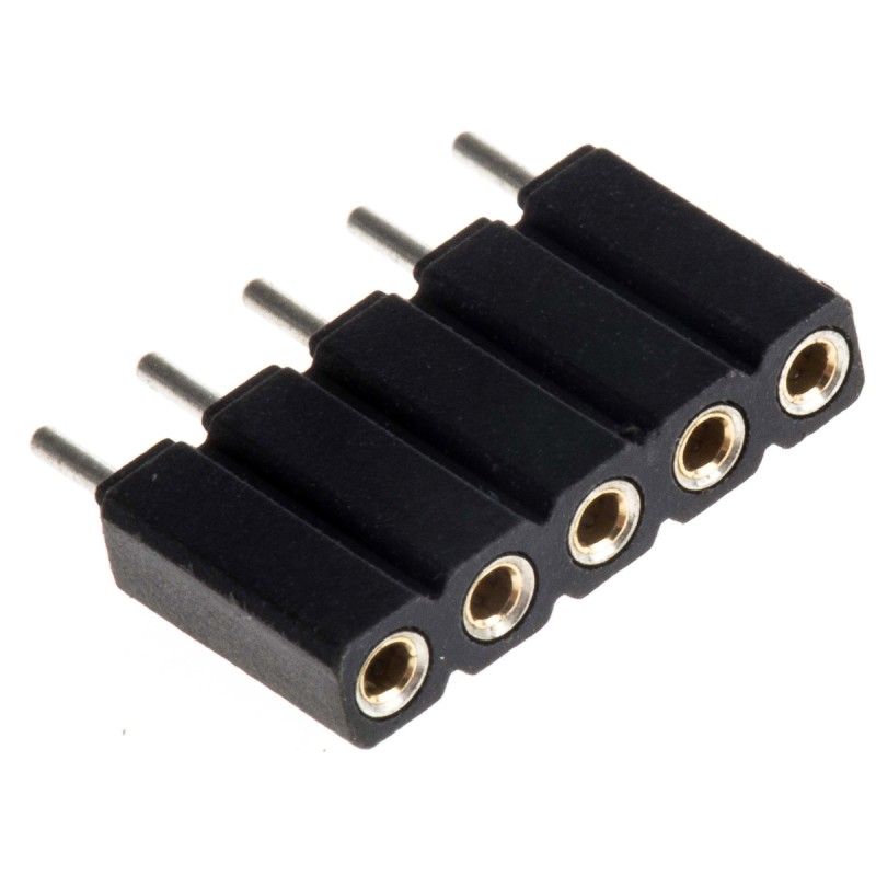20 pcs - 801-87-005-10-001101 5 Way Preci-Dip Straight Through Hole 2.54mm SIL Socket, Solder, 3A 100 V ac, 150 V dc
