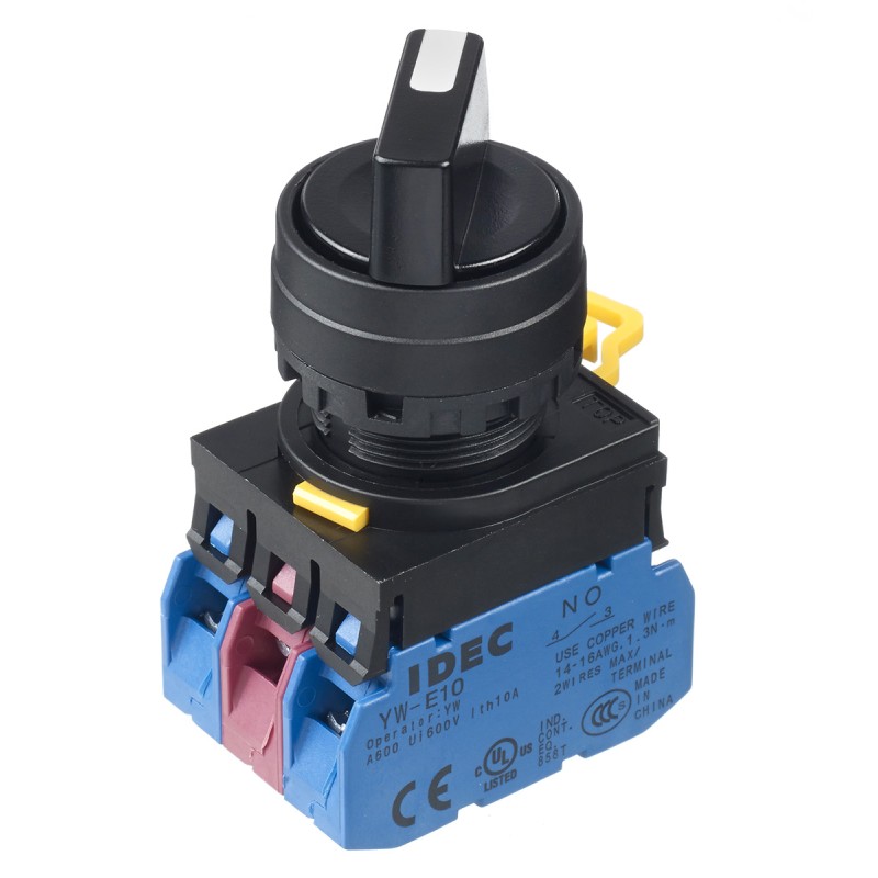 1 pcs - Idec Spring Return Selector Switch - (DPDT) 22mm Cutout Diameter, Illuminated 3 Positions