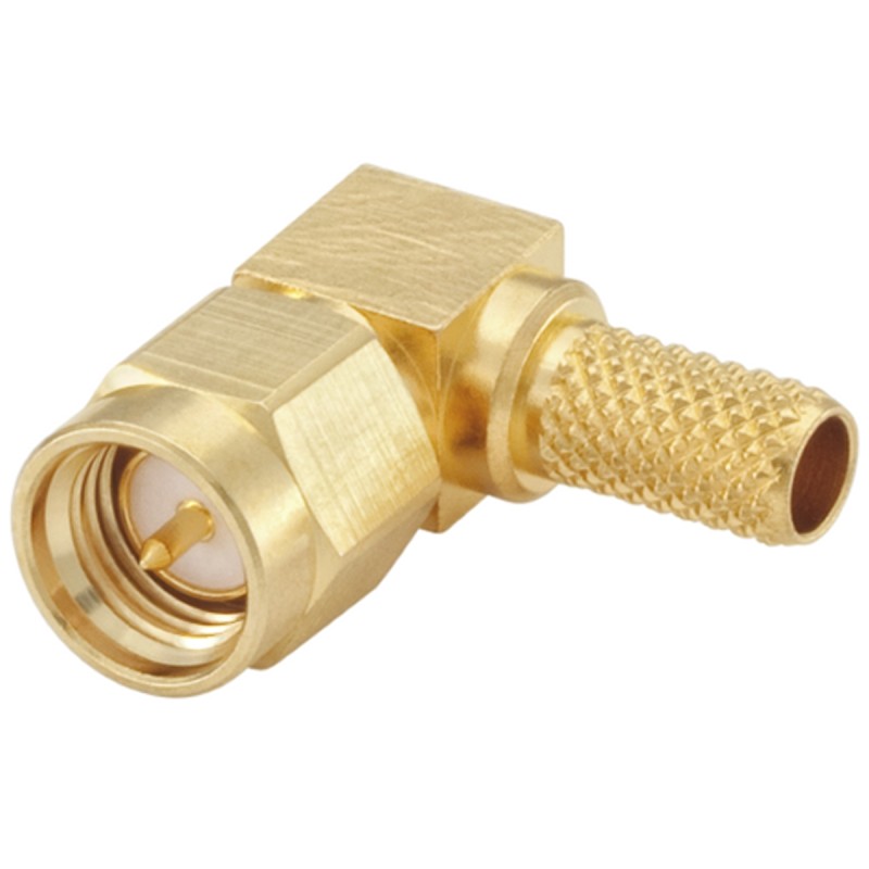 1 pcs - Rosenberger SMA Series, Plug Cable Mount SMA Connector, 50Ω, Crimp Termination, Right Angle Body