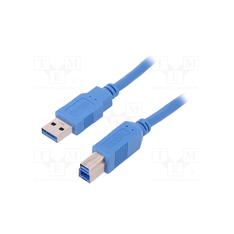 10 pcs : 52309 - Cable, USB 3.0, USB A plug,USB B plug, 2m, blue