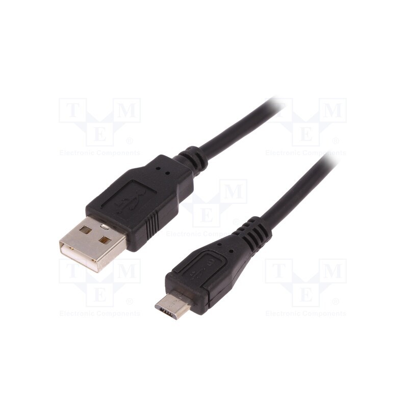 10 pcs : 52326 - Cable, USB 2.0, USB A plug,USB B micro plug, 1.8m, black