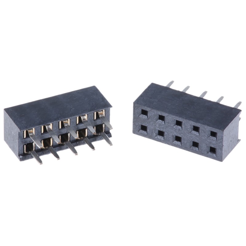 5 pcs - HARWIN Straight Through Hole Mount PCB Socket, 10-Contact, 2-Row, 2mm Pitch, Solder Termination