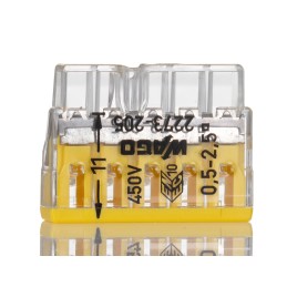 50 pcs - 2273-205 Wago 2273 COMPACT PUSH WIRE Series Junction Box Connector, 5-Way, 24A, 20 - 16 AWG Wire, Push-In Termination