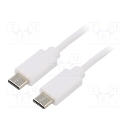 10 pcs : 52344 - Cable, USB 2.0, USB C plug,both sides, 1.4m, white