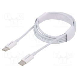 10 pcs : 52359 - Cable, USB 2.0, USB C plug,both sides, 1m, white, 480Mbps, 60W
