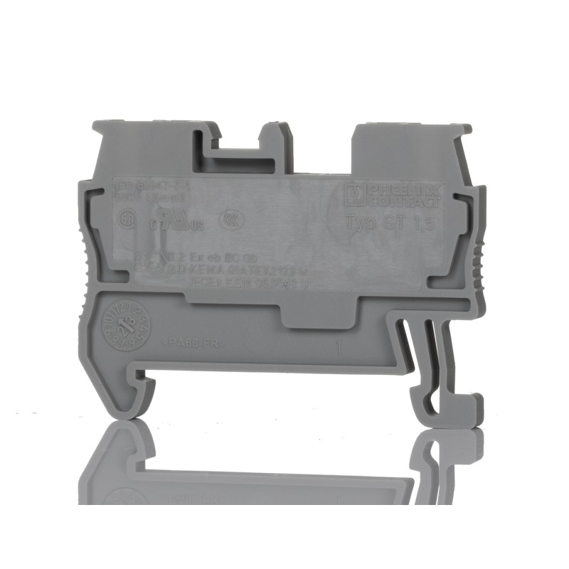 20 pcs - 3031076 Phoenix Contact ST 1.5 Series Grey Feed Through Terminal Block, 0.08 - 1.5mm², Single-Level, Spring Clamp