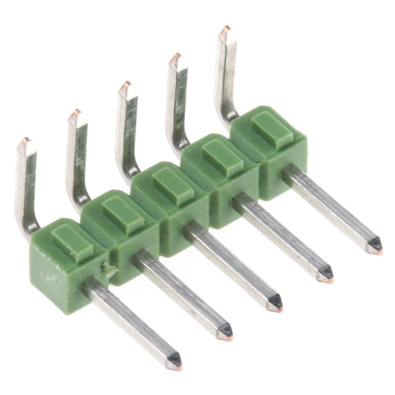 50 pcs - 826949-5 TE Connectivity AMPMODU MOD II Series Right Angle Through Hole Pin Header, 5 Contact(s), 2.54mm Pitch, 1 Row(s