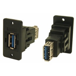 1 pcs - RS PRO Straight, Panel Mount, Socket to Socket Type A to A 3.0 USB Connector