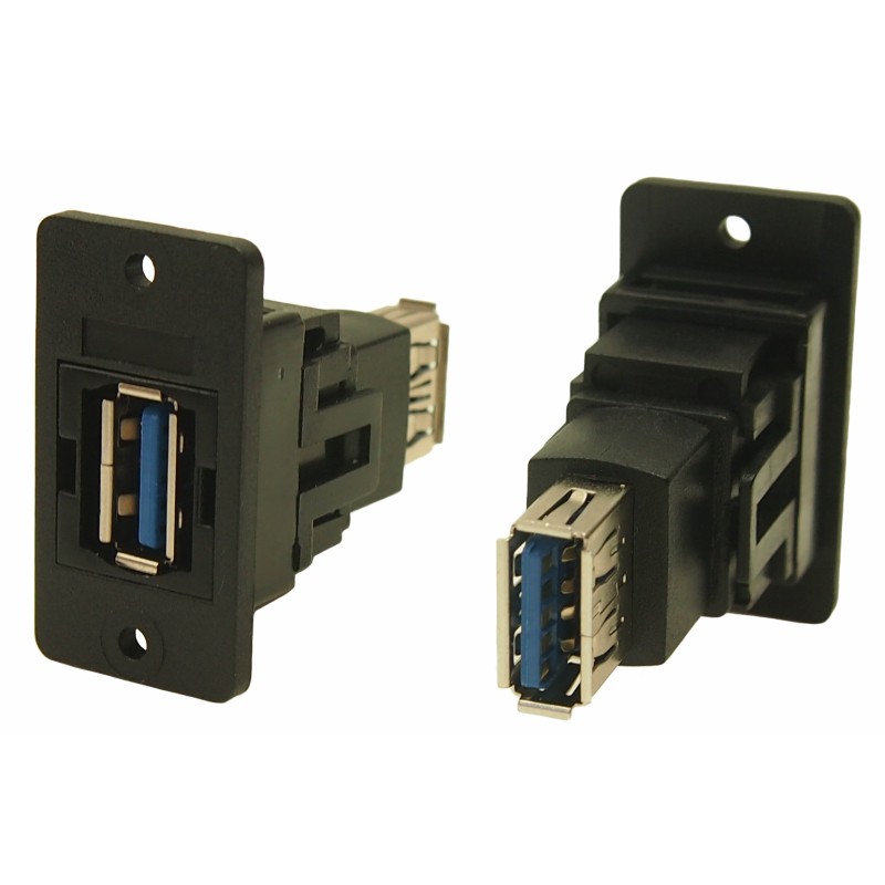 1 pcs - RS PRO Straight, Panel Mount, Socket to Socket Type A to A 3.0 USB Connector
