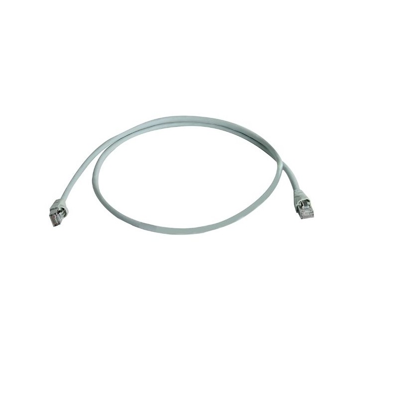 1 pcs - Telegartner Cat6a Right Angle Male RJ45 to Male RJ45 Ethernet Cable, S/FTP, Grey, 1m, Low Smoke Zero Halogen (LSZH)