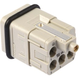 1 pcs - HARTING Heavy Duty Power Connector Insert, 16A, Male, Han Q Series, 6 Contacts
