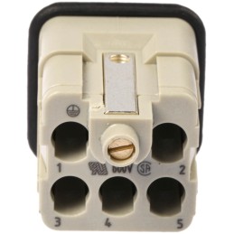 1 pcs - HARTING Heavy Duty Power Connector Insert, 16A, Male, Han Q Series, 6 Contacts