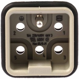 1 pcs - HARTING Heavy Duty Power Connector Insert, 16A, Male, Han Q Series, 6 Contacts