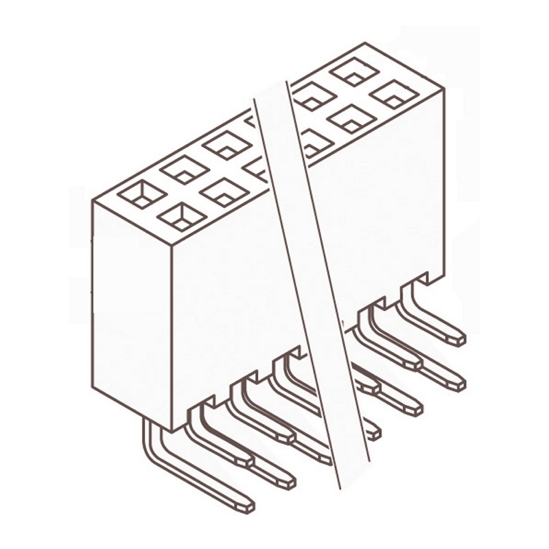 10 pcs - SSW-105-02-G-D-RA Samtec SSW Series Right Angle Through Hole Mount PCB Socket, 10-Contact, 2-Row, 2.54mm Pitch, Solder 