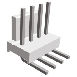 100 pcs - 640455-4 TE Connectivity MTA-100 Series Right Angle Through Hole Pin Header, 4 Contact(s), 2.54mm Pitch, 1 Row(s), Uns