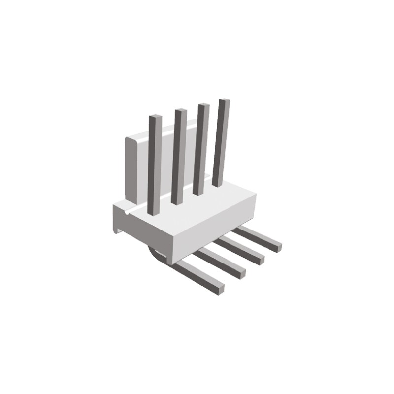 100 pcs - 640455-4 TE Connectivity MTA-100 Series Right Angle Through Hole Pin Header, 4 Contact(s), 2.54mm Pitch, 1 Row(s), Uns