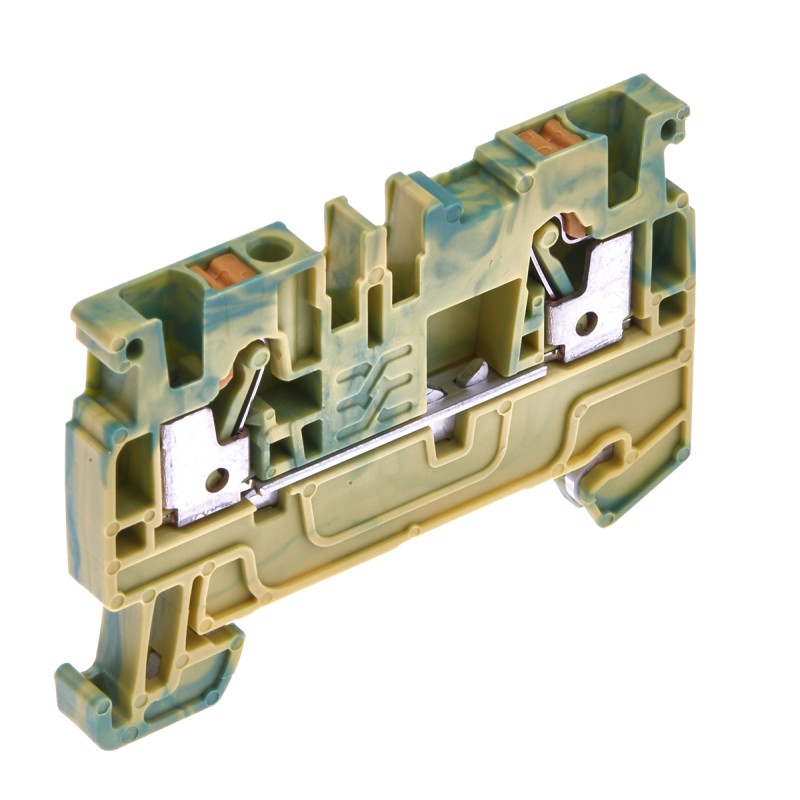10 pcs - 1521680000 Weidmuller A Series Green/Yellow DIN Rail Terminal Block, 2.5mm², Single-Level, Push In Termination