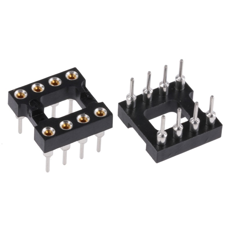 5 pcs - TE Connectivity, DIPLOMATE 800 2.54mm Pitch Vertical 8 Way, Through Hole Turned Pin Open Frame IC Dip Socket, 3A