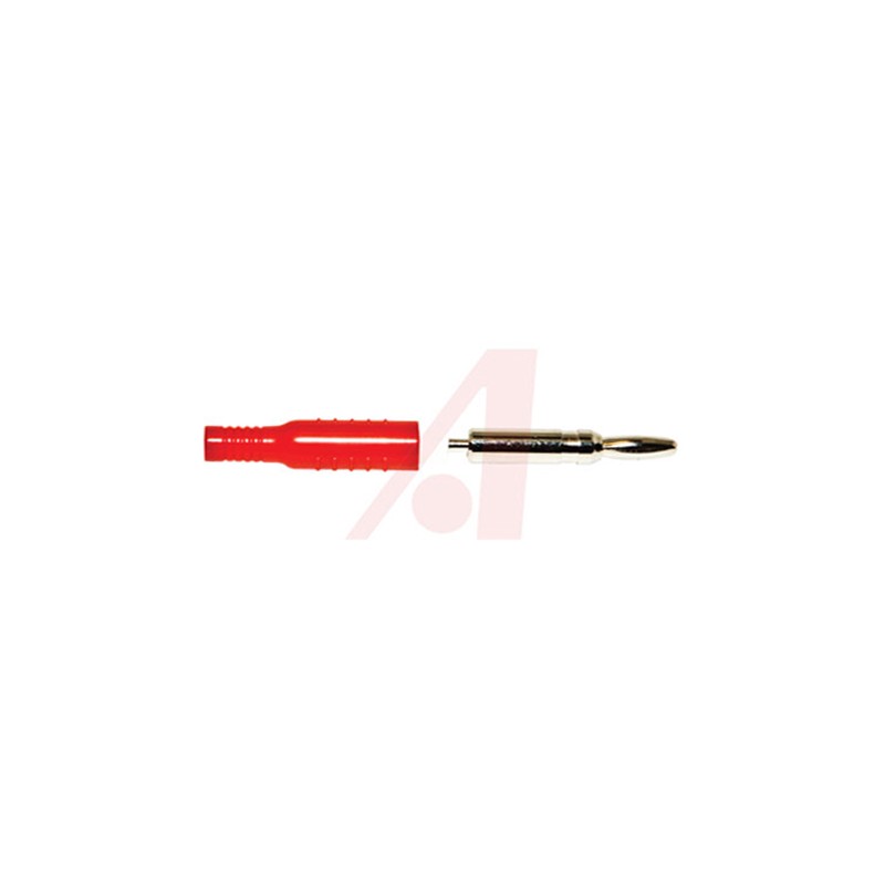 10 pcs - BU-P5169-2 Mueller Electric Red Male Banana Plug, 4 mm Connector, Crimp, Solder Termination, 15A, 1500V dc, Nickel Plat