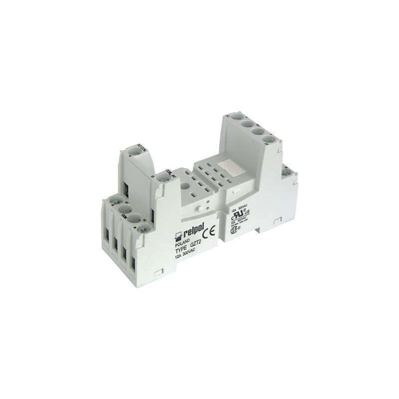 1 pcs - Relpol 8 Pin 300V ac DIN Rail Relay Socket, for use with R2N Relay