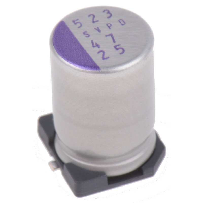 10 pcs - 25SVPD47M Panasonic 47μF Surface Mount Polymer Capacitor, 25V dc