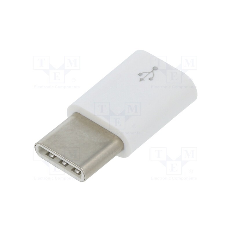10 pcs : RPI-14660 - Adapter, USB B micro socket,USB C plug, white, Raspberry Pi 4 B