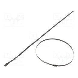 50 pcs : BCZ44-360 - Cable tie, L: 360mm, W: 4.6mm, stainless steel AISI 304, 445N, wave