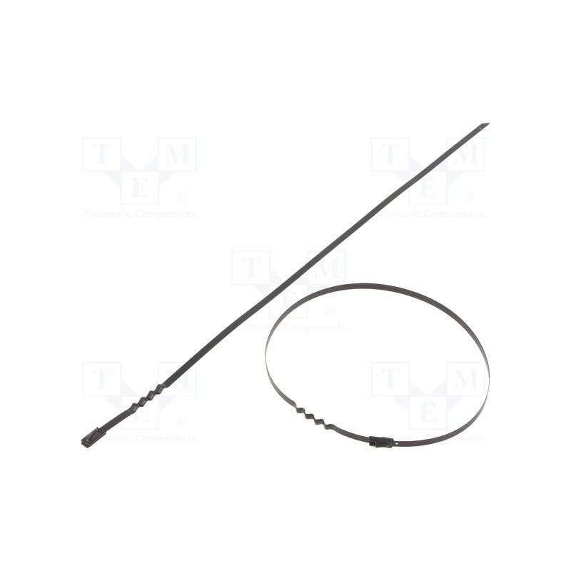 50 pcs : BCZ44-360 - Cable tie, L: 360mm, W: 4.6mm, stainless steel AISI 304, 445N, wave
