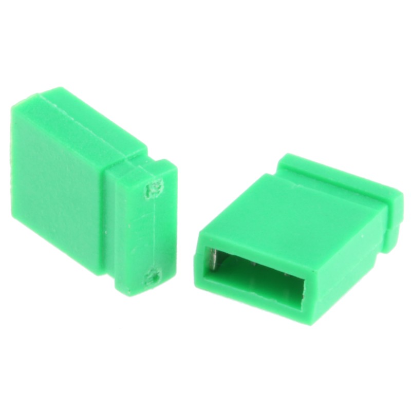 50 pcs - RS PRO Shorting Link Female Straight Green Closed Top 2 Way 1 Row 2.54mm Pitch