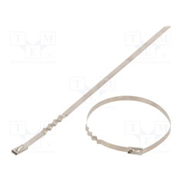 50 pcs : BUZ44-200 - Cable tie, L: 200mm, W: 4.6mm, stainless steel AISI 304, 445N