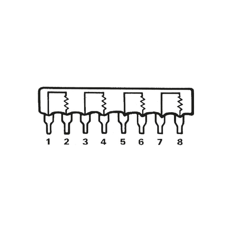 100 pcs - 4608X-102-101LF Bourns, 4600X 100Ω ±2% Isolated Resistor Array, 4 Resistors, 1W total, SIP, Through Hole