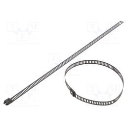 50 pcs : LC74-250 - Cable tie, L: 250mm, W: 7mm, stainless steel AISI 304, 445N, black