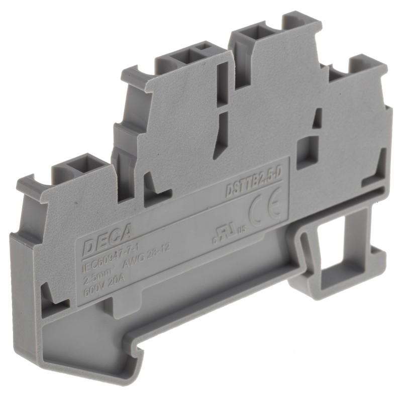 10 pcs - RS PRO Grey Double Level Terminal Block, 2.5mm², Double-Level
