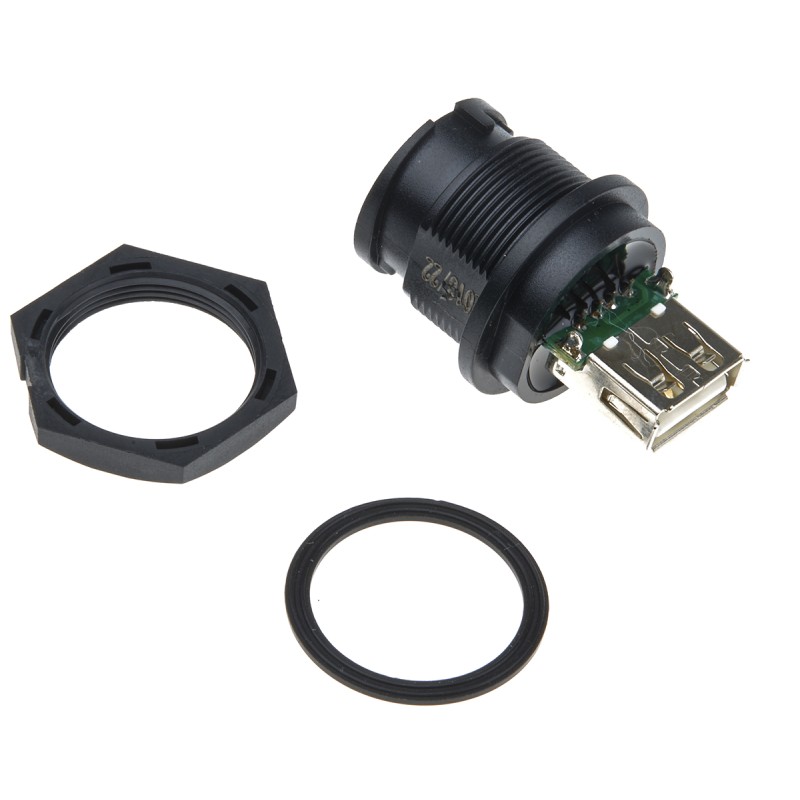 1 pcs - Amphenol Industrial Straight, Panel Mount Type A IP67 USB Connector