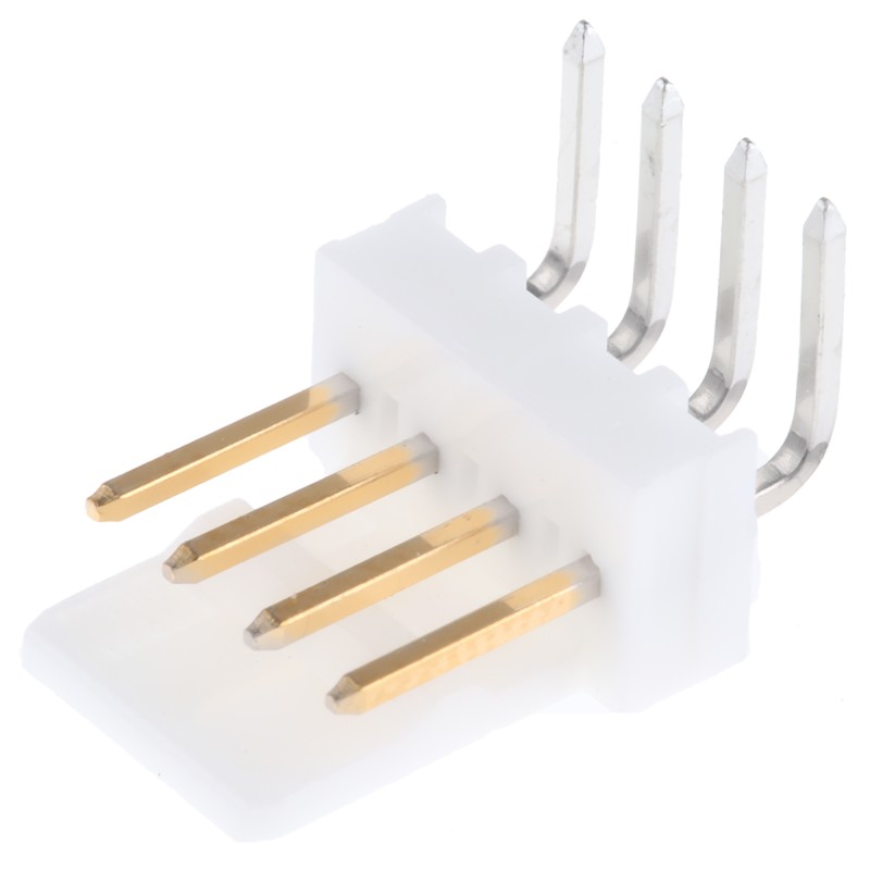 20 pcs - 782707 Molex KK 254 Series Right Angle Through Hole Pin Header, 4 Contact(s), 2.54mm Pitch, 1 Row(s), Unshrouded