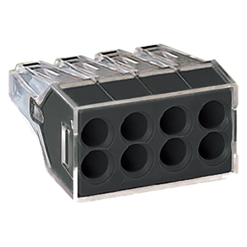 50 pcs - 773-108 Wago 773 PUSH WIRE Series Junction Box Connector, 8-Way, 24A, 18 - 12 AWG, 16 - 12 AWG Wire, Push In