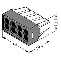50 pcs - 773-108 Wago 773 PUSH WIRE Series Junction Box Connector, 8-Way, 24A, 18 - 12 AWG, 16 - 12 AWG Wire, Push In