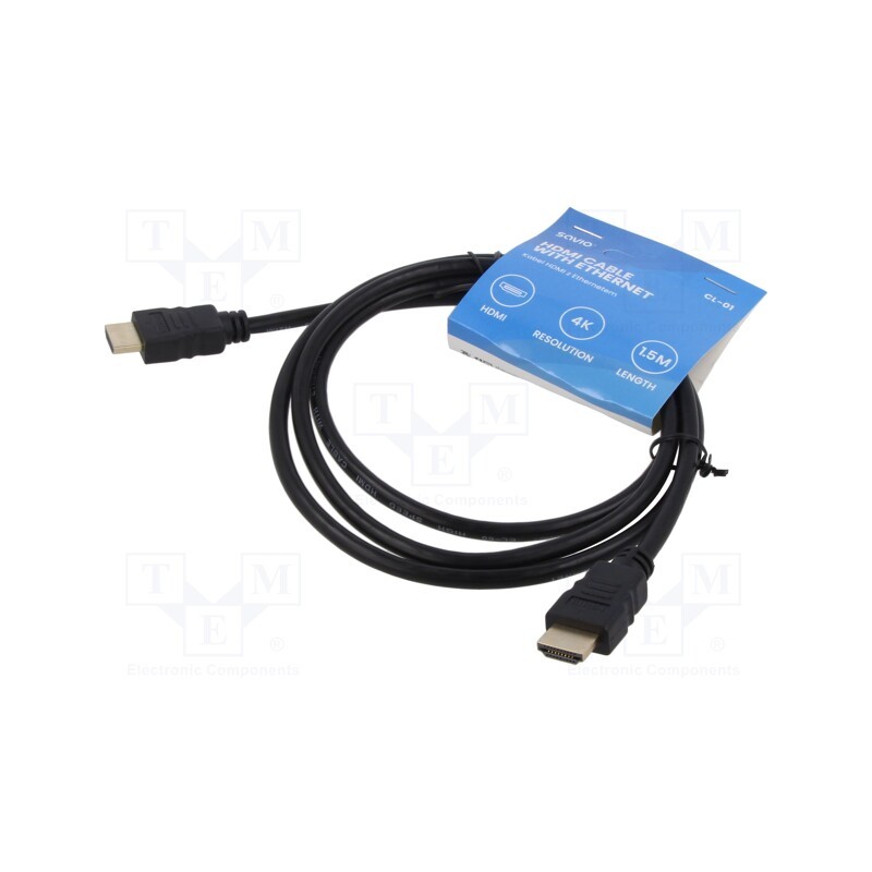 10 pcs : SAVKABELCL-01 - Cable, HDMI 1.4, HDMI plug,both sides, Len: 1.5m, black, 30AWG