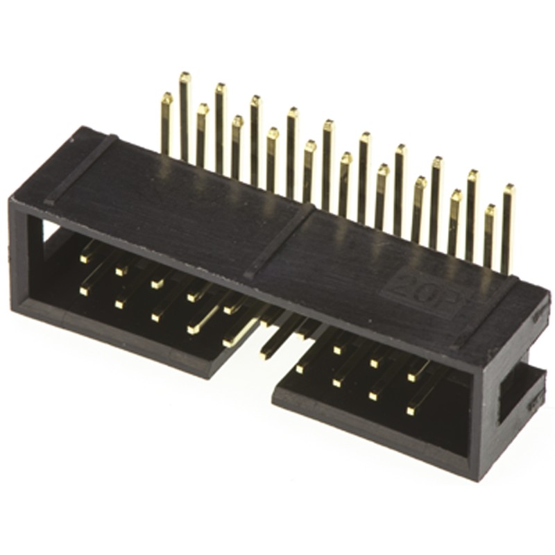 10 pcs - T821120A1R100CEU Amphenol ICC T821 Series Right Angle Through Hole PCB Header, 20 Contact(s), 2.54mm Pitch, 2 Row(s), S