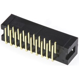 10 pcs - T821120A1R100CEU Amphenol ICC T821 Series Right Angle Through Hole PCB Header, 20 Contact(s), 2.54mm Pitch, 2 Row(s), S