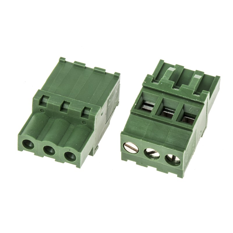 5 pcs - RS PRO 5.08mm Pitch 3 Way Pluggable Terminal Block, Plug, Cable Mount, Screw Termination
